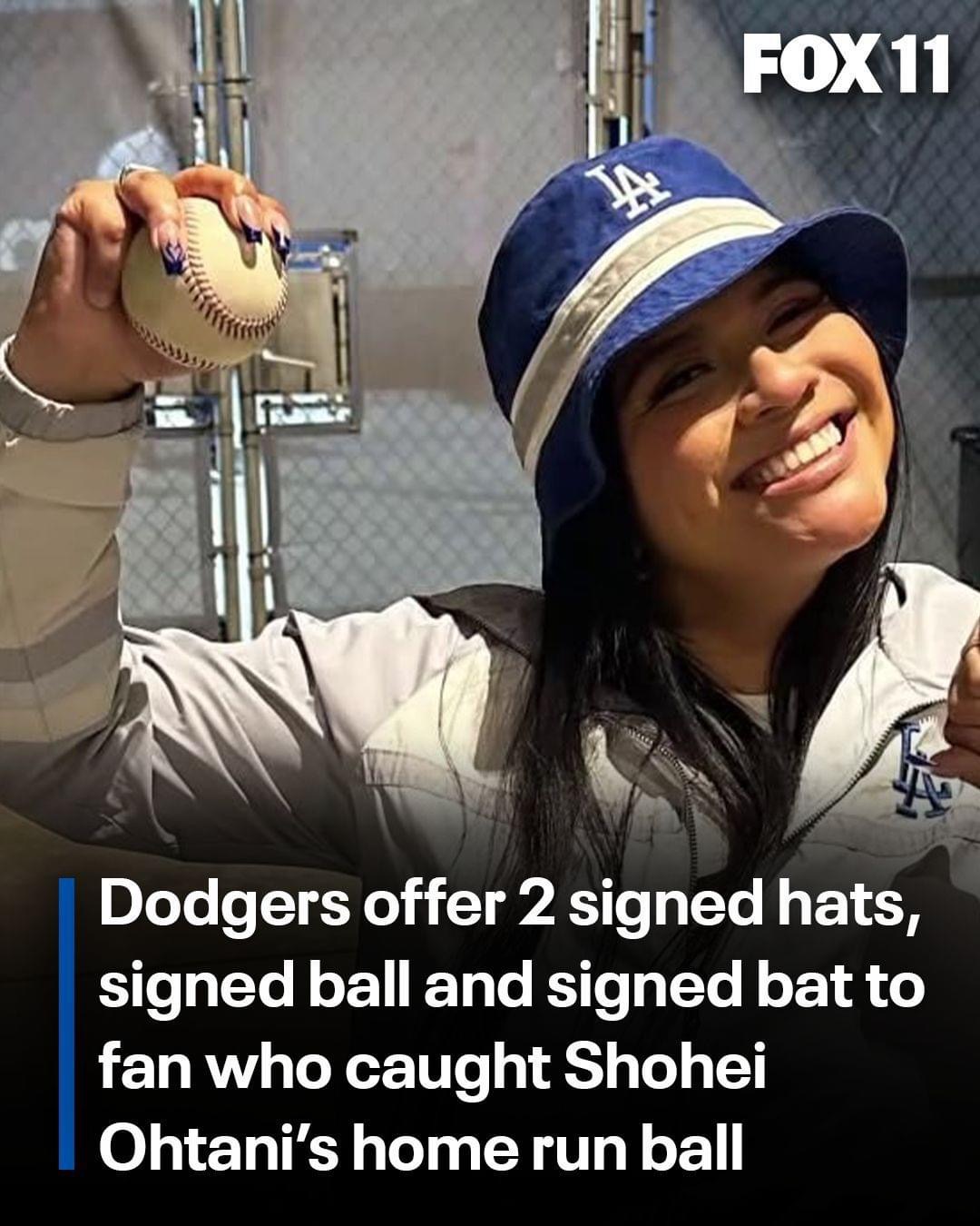 Dodgers offer signed hats, autographed bat, ball to fan who caught Shohei Ohtani’s home run