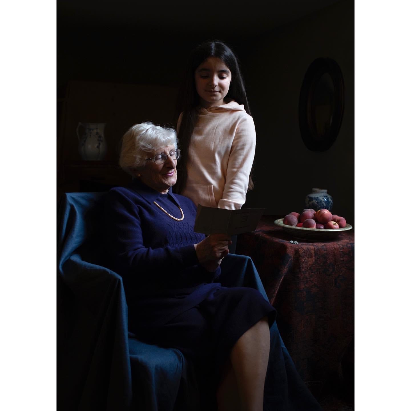 The first photograph features Steven Frank with his granddaughters, Maggie and Trixie.