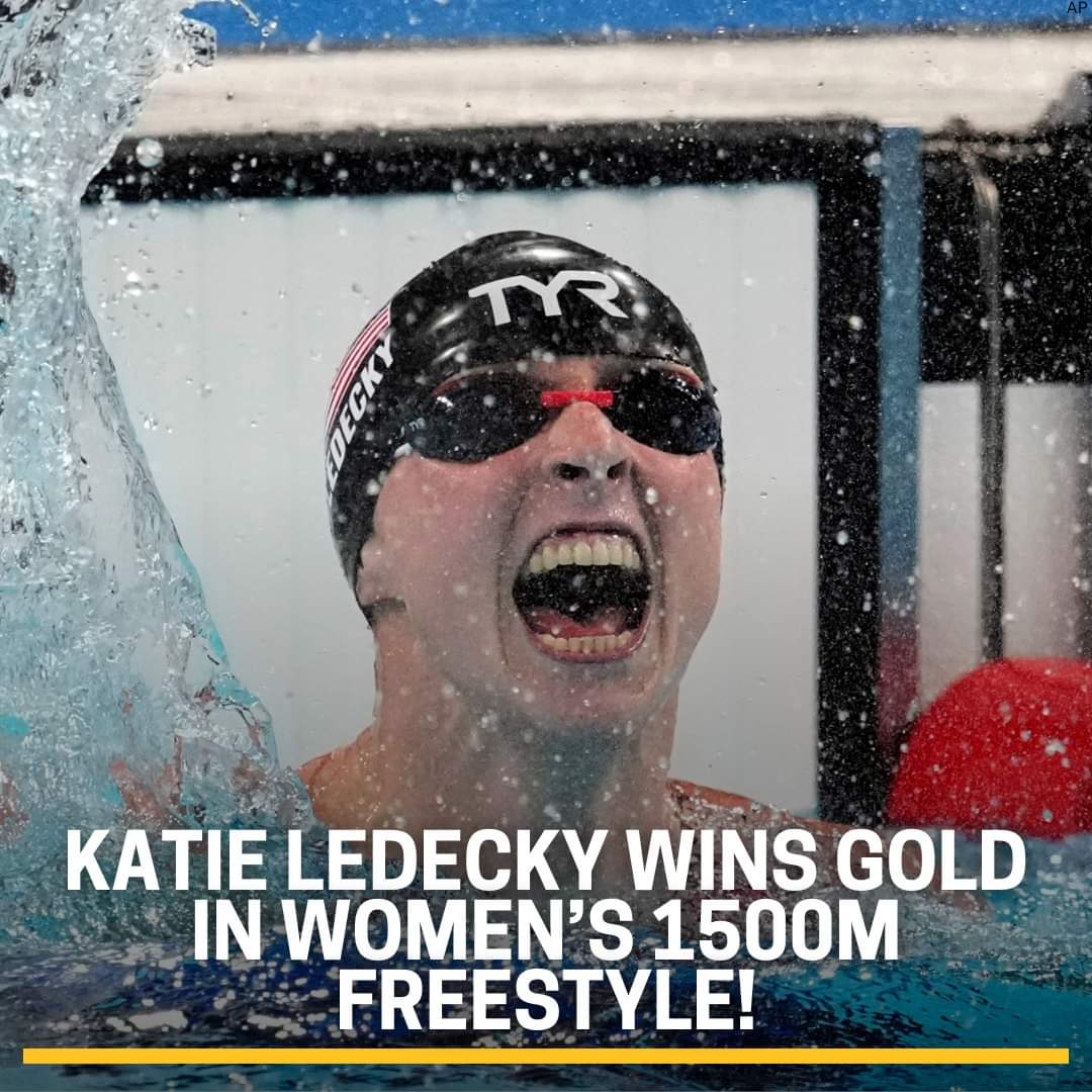 USA’s Katie Ledecky wins gold in 1,500-meter freestyle, claiming record-tying 12th Olympic medal in women’s swimming